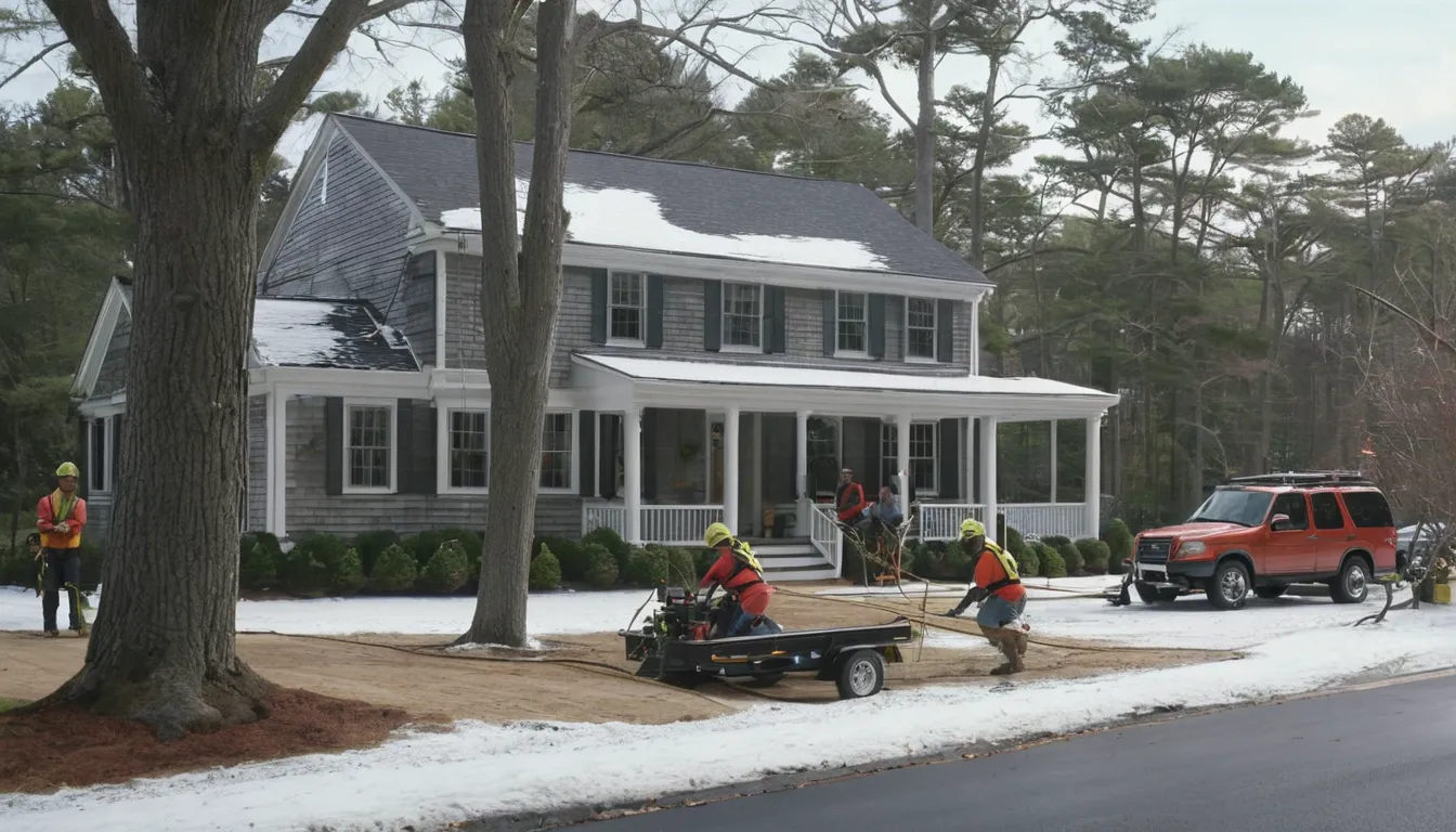 A local tree removal provider lowering a large tree section beside a family home in Buena